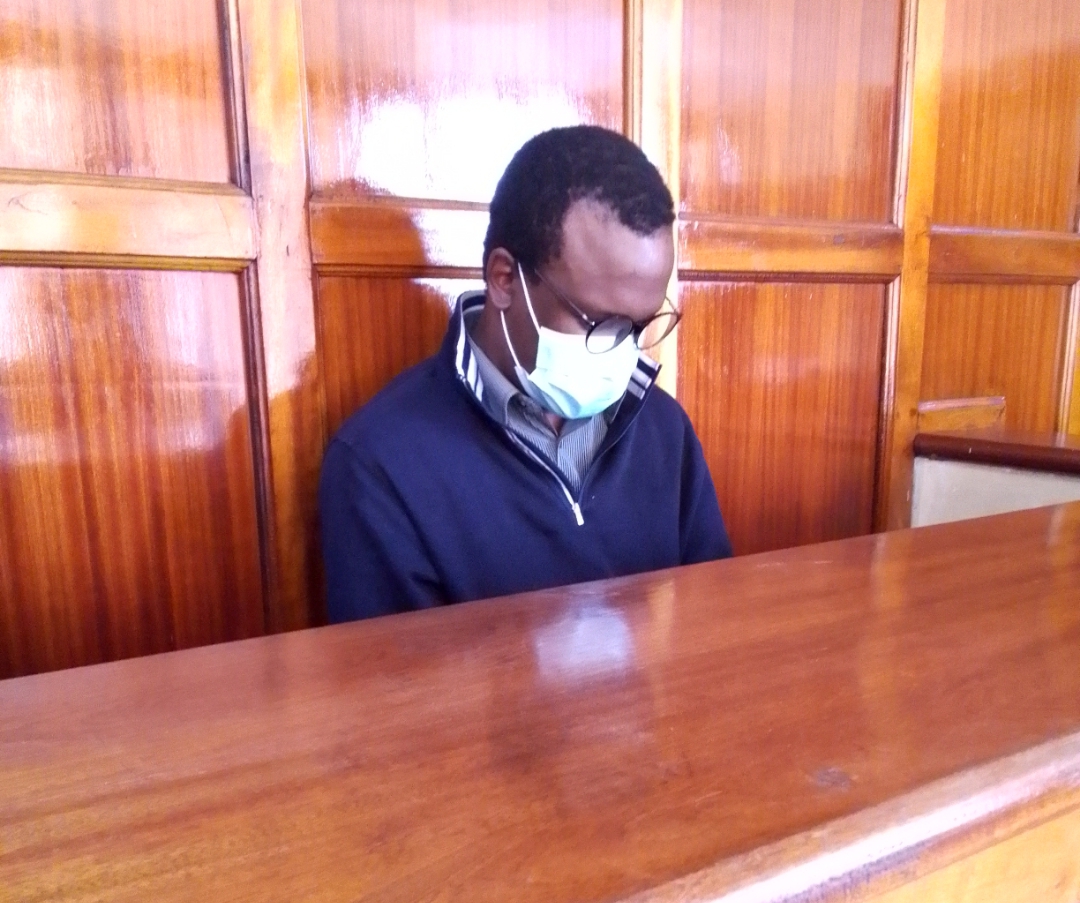 Kevin Adam Kinyanjui in the dock pending his extradition to America where he is being sought to face murder charges against his girlfriend. PHOTO/Kibochi Karanja