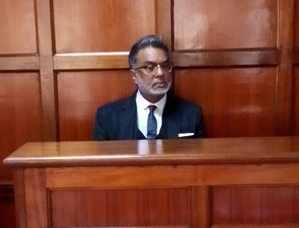 Businessman Nazir Bhadurali Jinnah in the dock earlier. . PHOTO/ Kibochi Karanja.