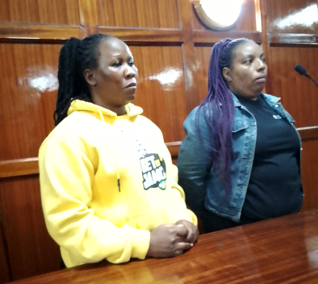 Elizabeth Njoki (Right) and Sophia Wambui when they were jointly charged with fraud. PHOTO/Kibochi Karanja.